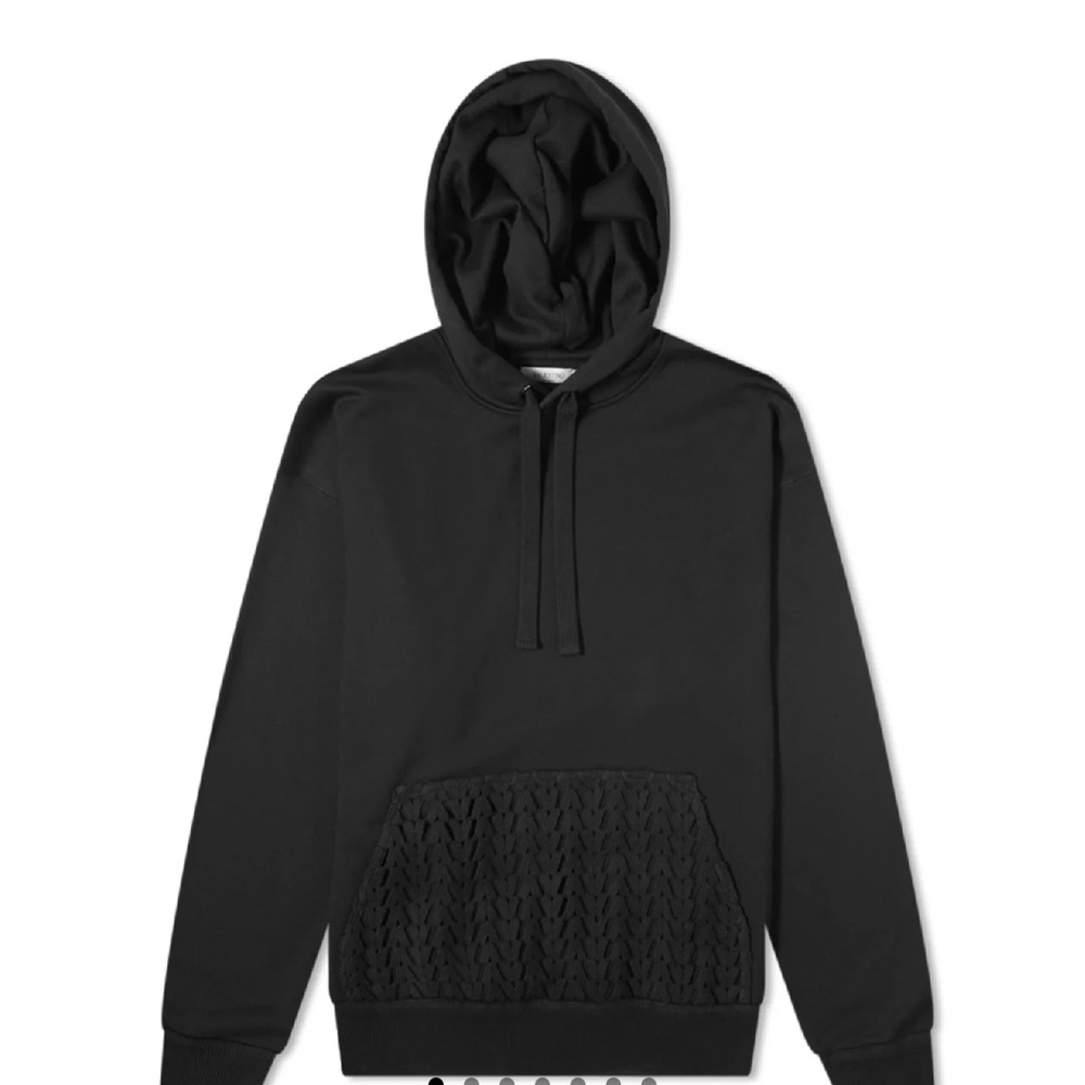 Valentino Black Textured Pocket Hoodie - Picture 2 of 7